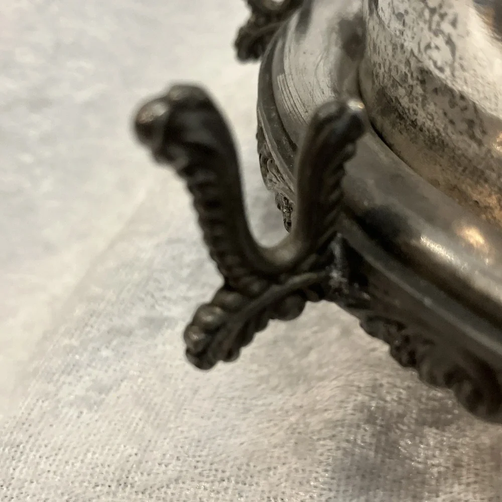 Vintage Webster Silver Plated Butter Dish Cover Handles Raised Etched Rose 645